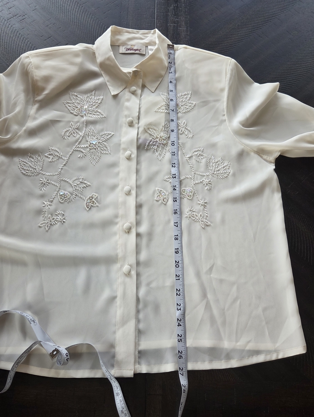 Vintage Worthington Beaded Sequin Blouse Off White NWT Size 18 90s Aesthetic - Picture 13 of 14